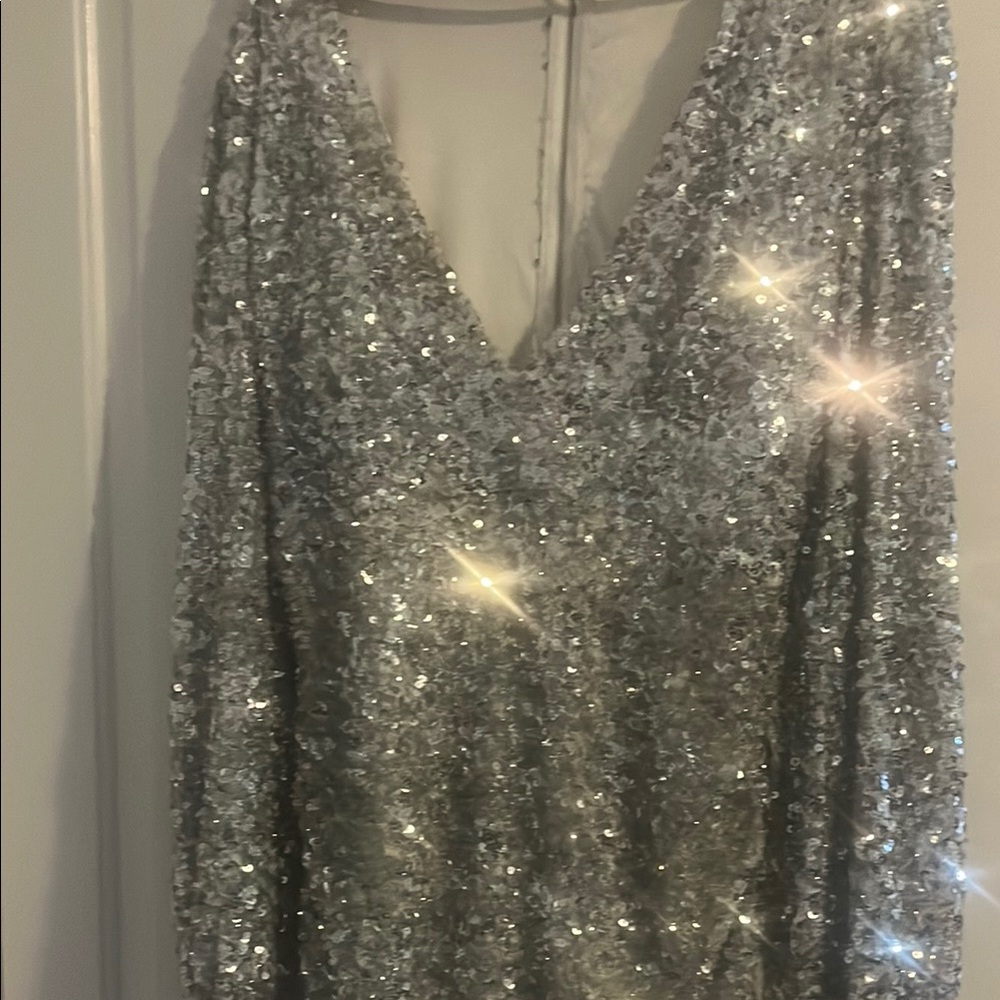 Fashion Nova Silver Sequin Dress